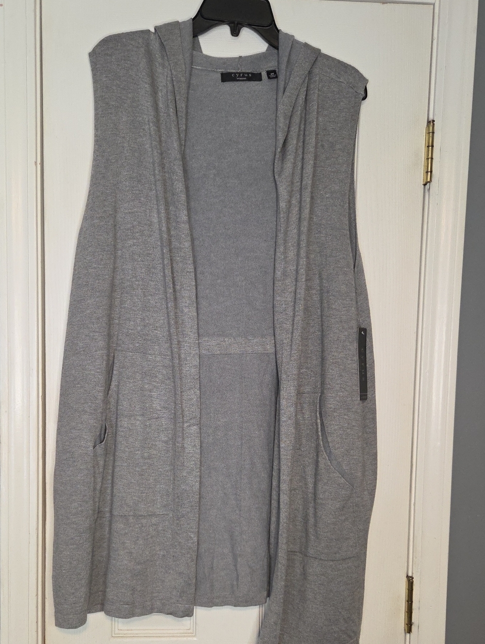 Cyrus Sleeveless Hooded Open-Front Cardigan - Gray